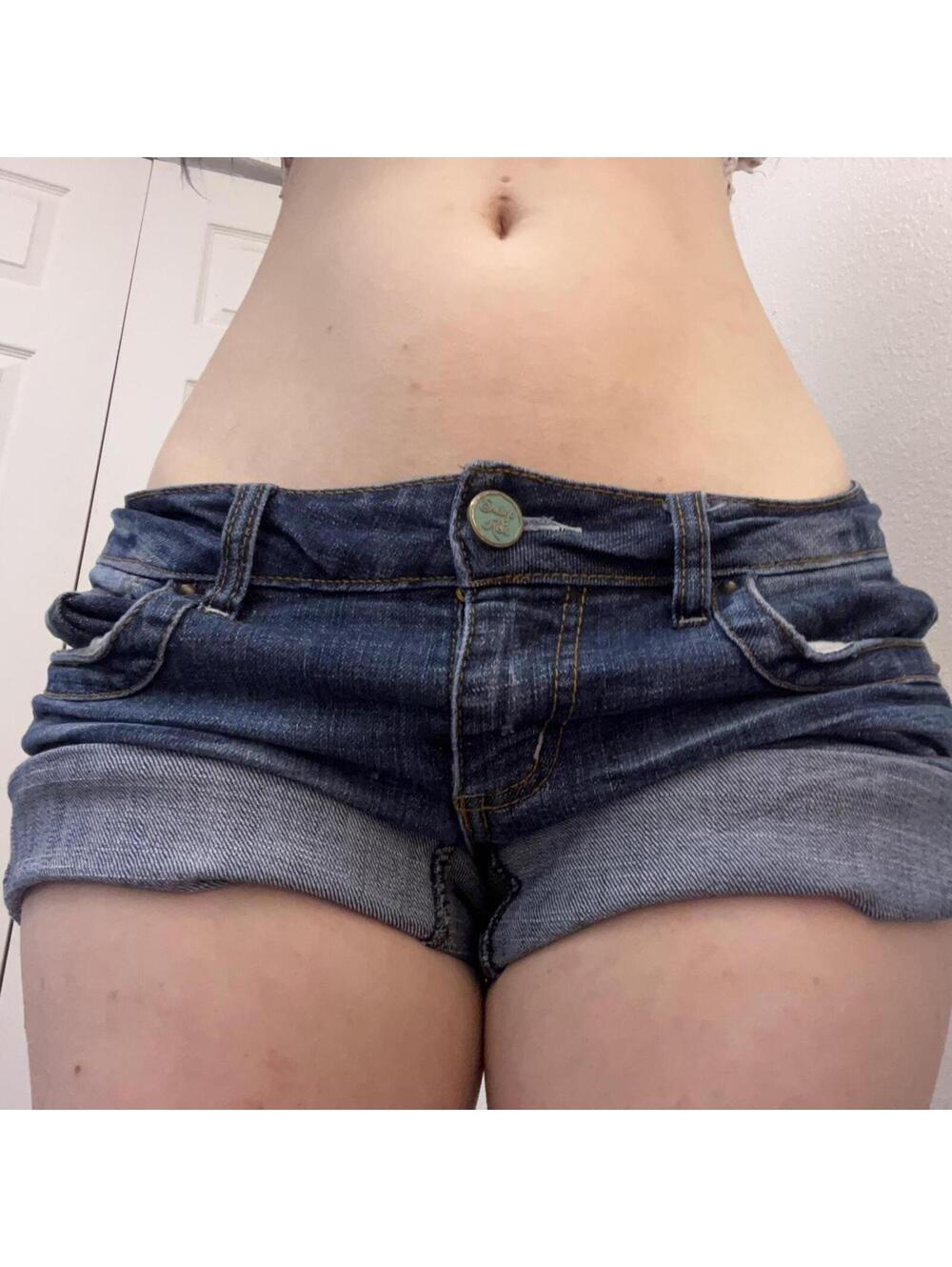 Low rise denim shorts